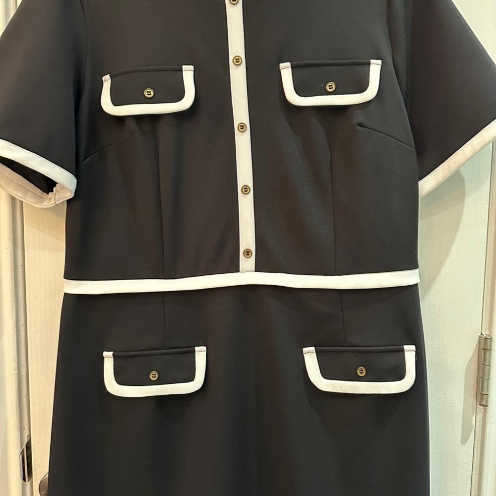 Shelby & Palmer Black Shift Dress with White Trim - Picture 2 of 5